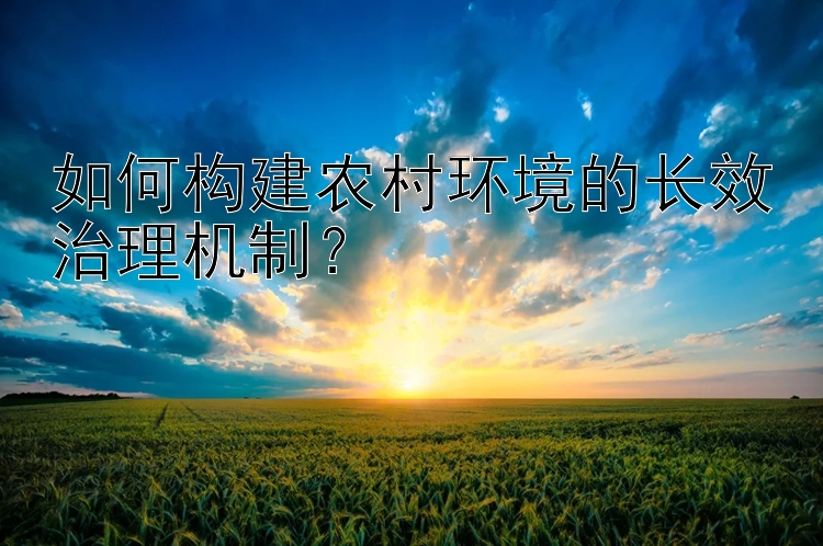 如何构建农村环境的长效治理机制？