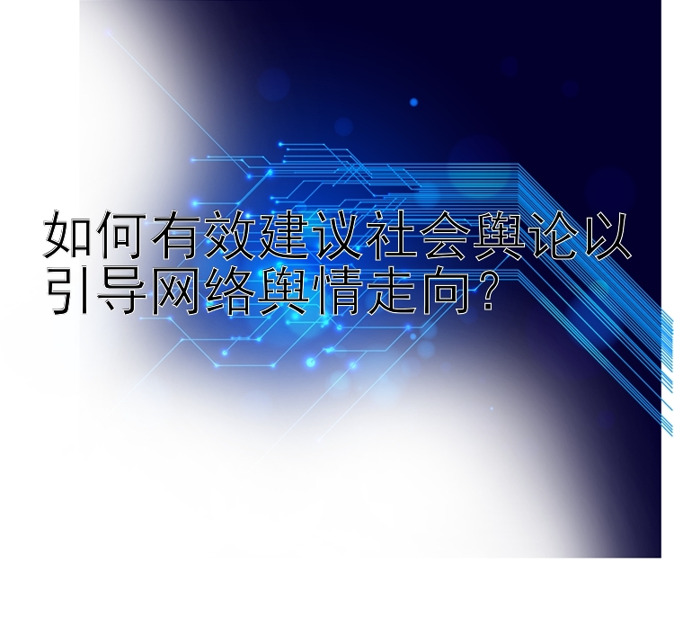 如何有效建议社会舆论以引导网络舆情走向？