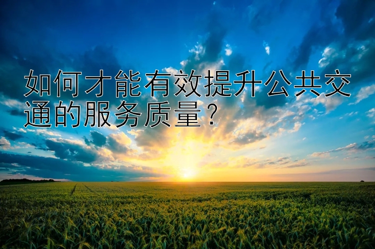 如何才能有效提升公共交通的服务质量？