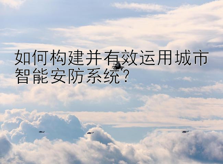 如何构建并有效运用城市智能安防系统？